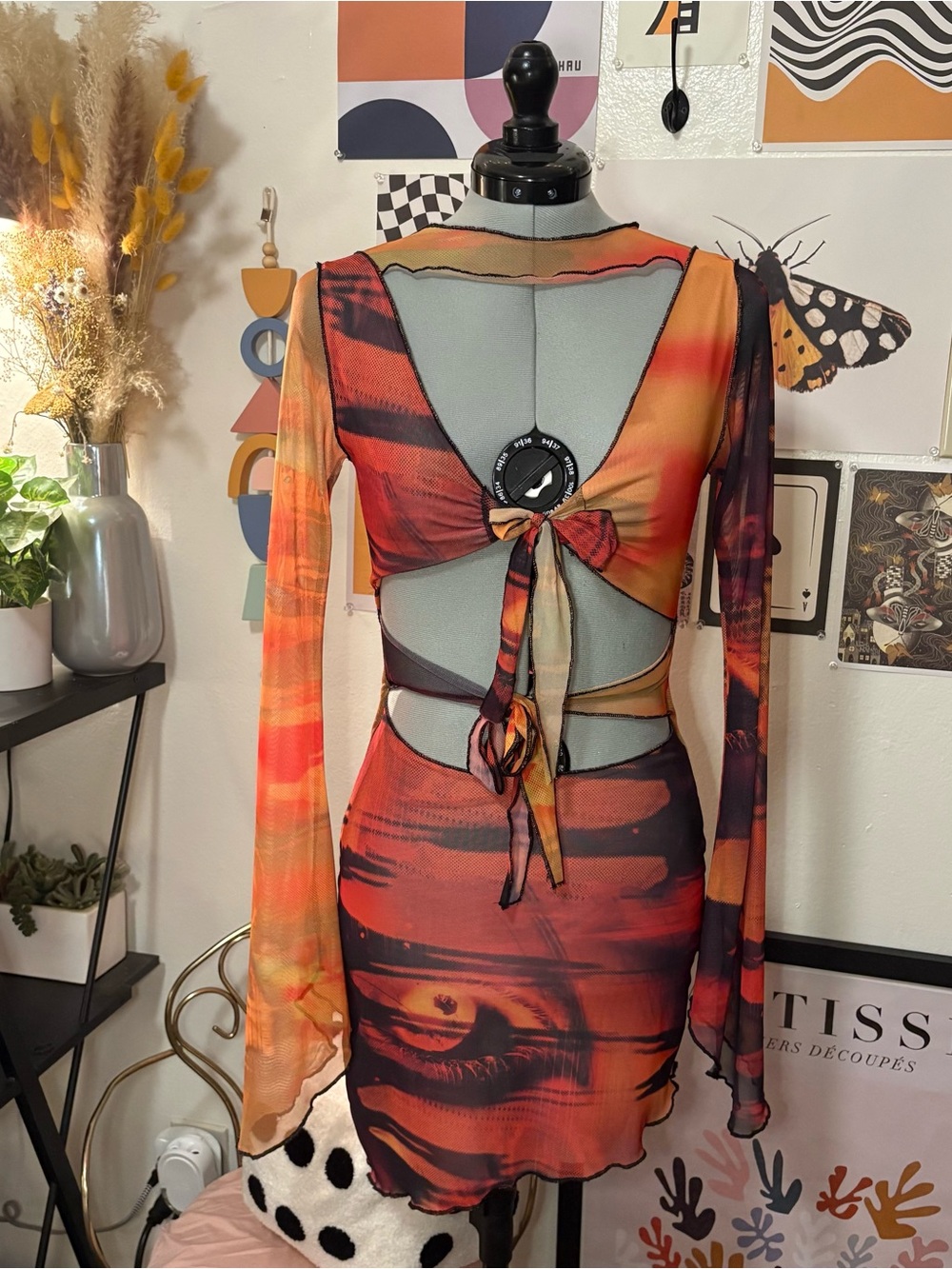 Jaded London Abstract Mesh Cutout Mini Dress UK 8 / US 4